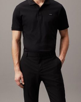 Polo Negro Calvin Klein Hombre Slim Fit | Algodón Orgánico Interlock